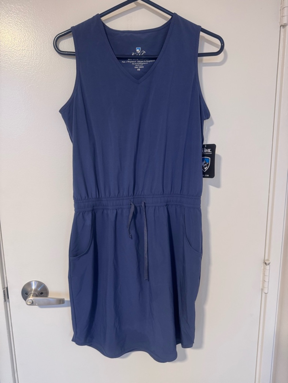 Kuhl Navy Sleeveless V-Neck Drawstring Midi Dress